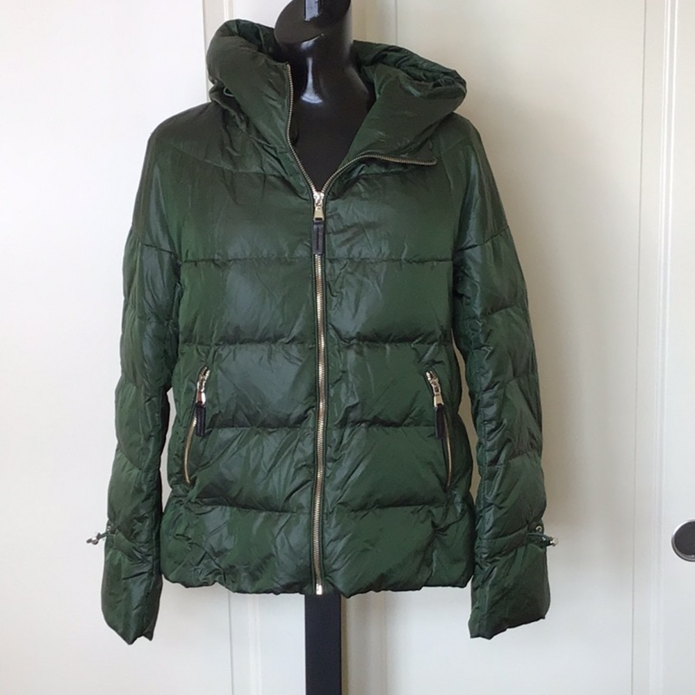 Zara Woman Green Down Puffer Jacket Size S